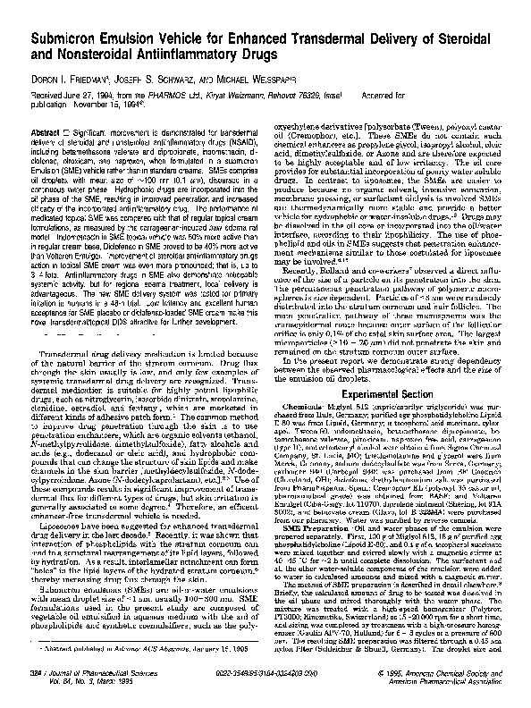 (PDF) Submicron Emulsion Vehicle for Enhanced Transdermal Delivery of ...