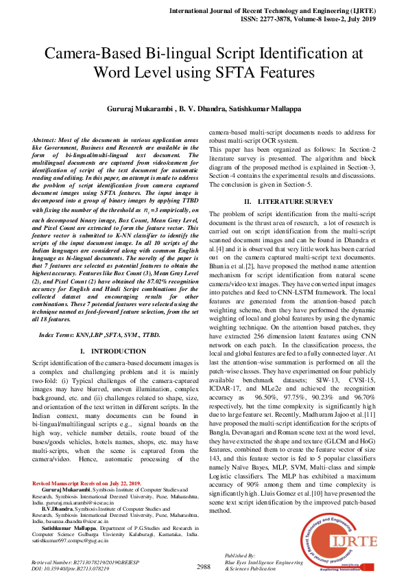 (PDF) Camera-Based Bi-lingual Script Identification at Word Level using ...