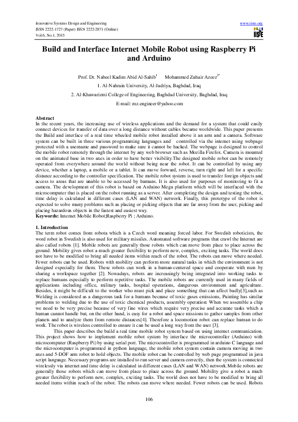(PDF) Build and Interface Internet Mobile Robot using Raspberry Pi and ...