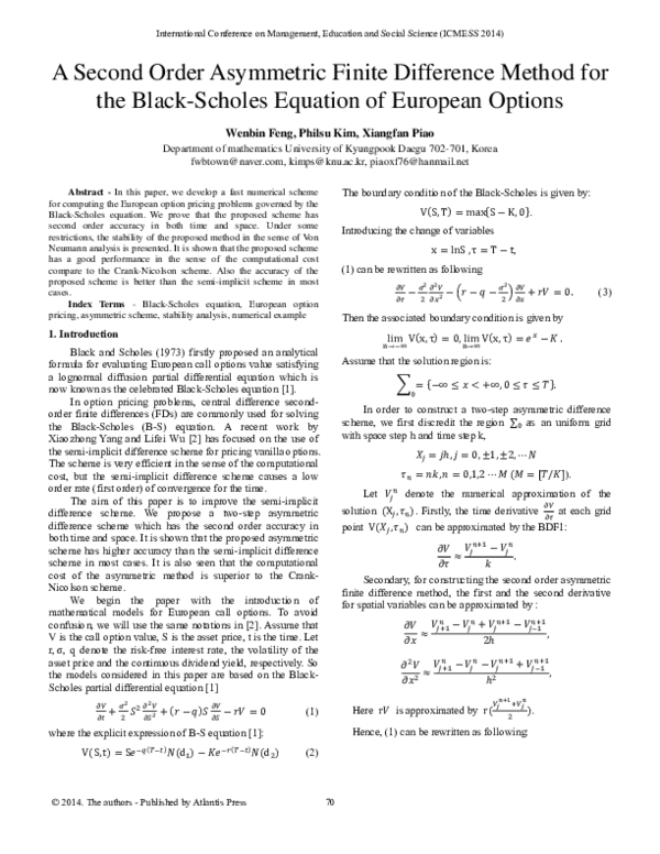 (PDF) A Second Order Asymmetric Finite Difference Method for the Black ...