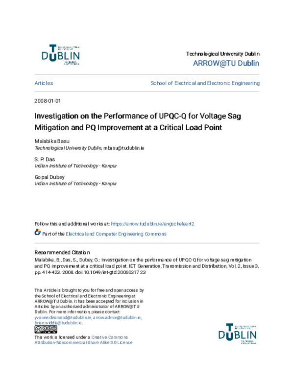 (PDF) Investigation on the performance of UPQC-Q for voltage sag ...