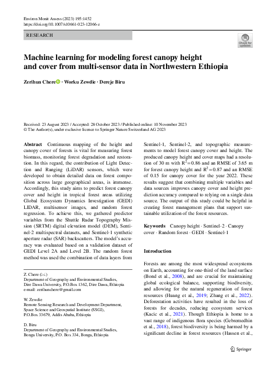 (PDF) Machine learning for modeling forest canopy height and cover from ...