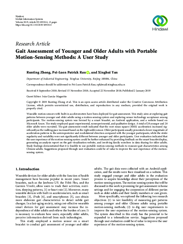 (PDF) Gait Assessment of Younger and Older Adults with Portable Motion ...