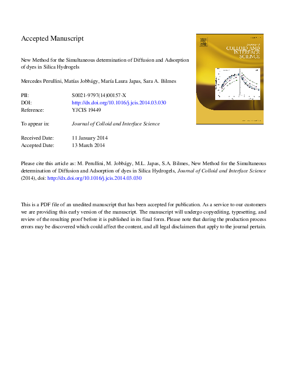 (PDF) New method for the simultaneous determination of diffusion and ...