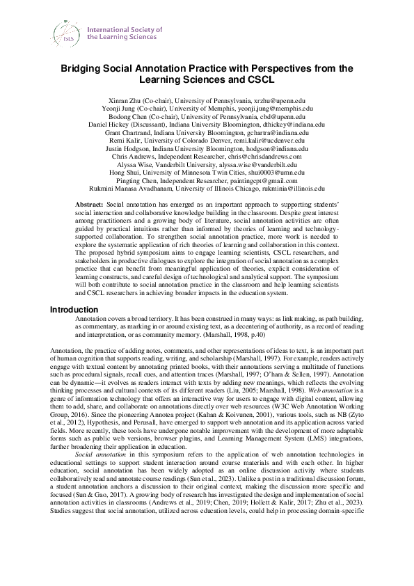 (PDF) Bridging Social Annotation Practice with Perspectives from the ...