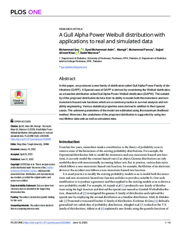 (PDF) A Gull Alpha Power Weibull distribution with applications to real ...