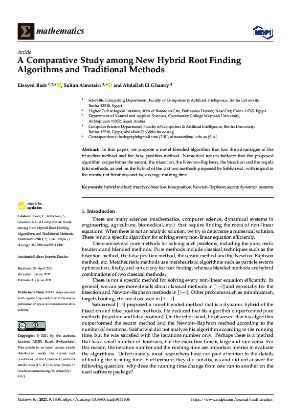 (PDF) A Comparative Study among New Hybrid Root Finding Algorithms and ...