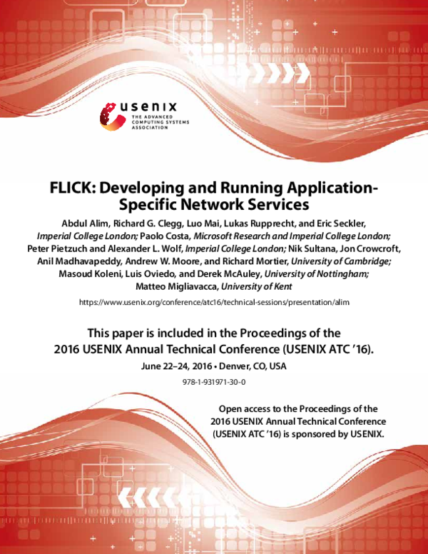 (PDF) FLICK: Developing and Running Application-Specific Network Services