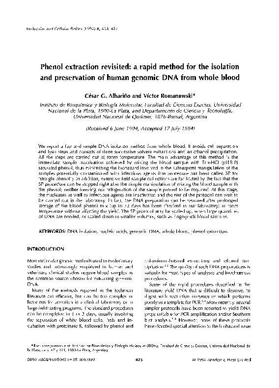 (PDF) Phenol extraction revisited: a rapid method for the isolation and ...