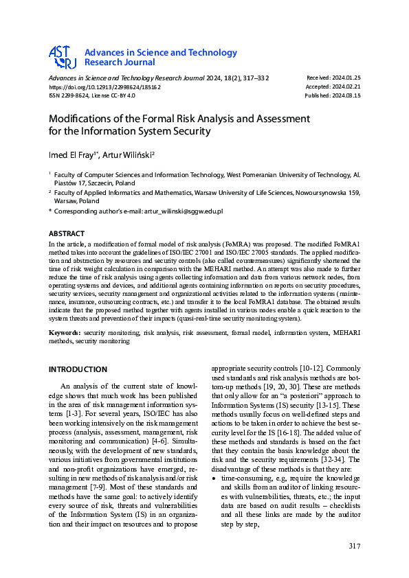 (PDF) Modifications of the Formal Risk Analysis and Assessment for the ...