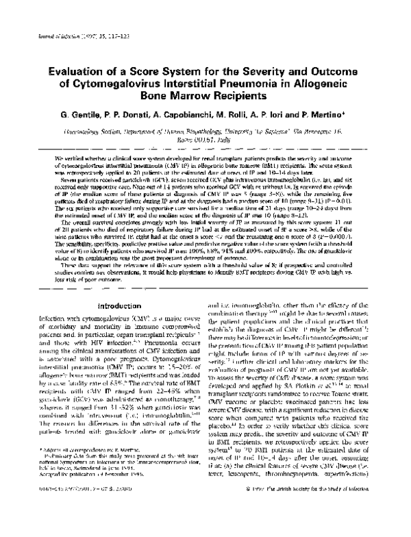 (PDF) Evaluation of a score system for the severity and outcome of ...