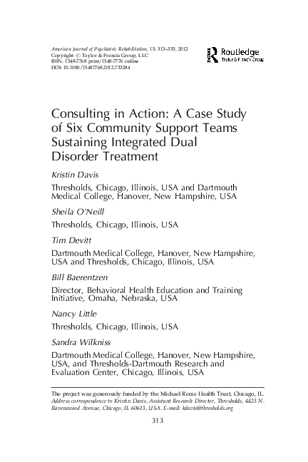 (PDF) Consulting in Action: A Case Study of Six Community Support Teams ...