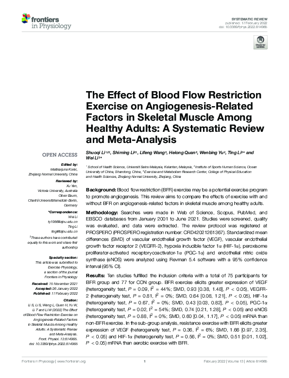 (PDF) The Effect of Blood Flow Restriction Exercise on Angiogenesis ...