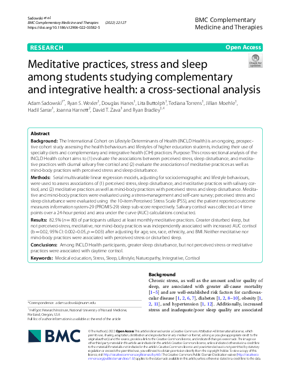 (PDF) Meditative practices, stress and sleep among students studying ...