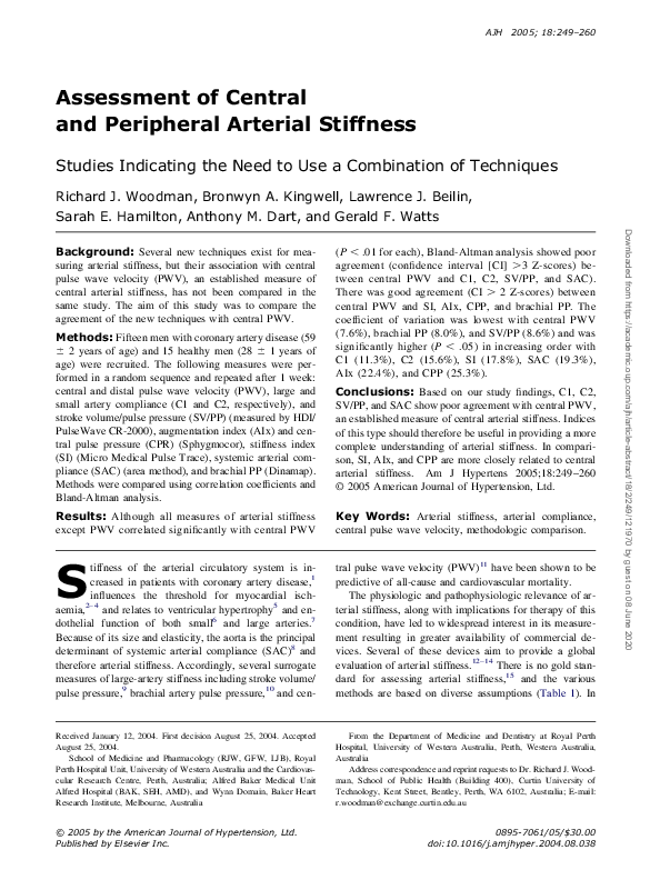 (PDF) Assessment of central and peripheral arterial stiffness - Studies ...