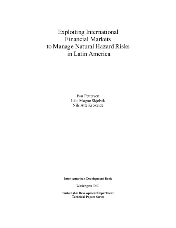 (PDF) Exploiting international financial markets to manage natural ...