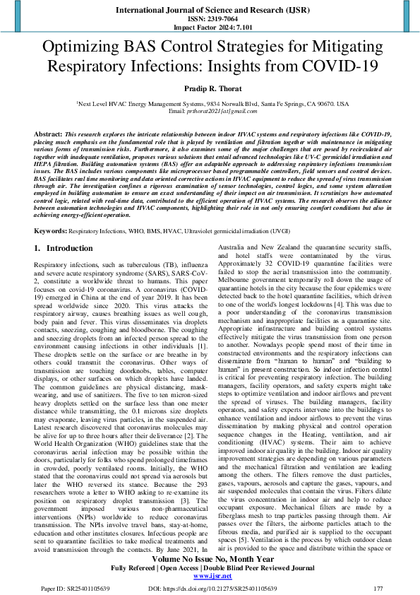(PDF) Optimizing BAS Control Strategies for Mitigating Respiratory ...