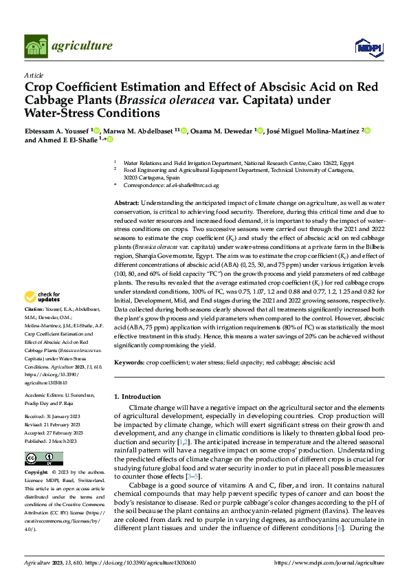 (PDF) Crop Coefficient Estimation and Effect of Abscisic Acid on Red ...