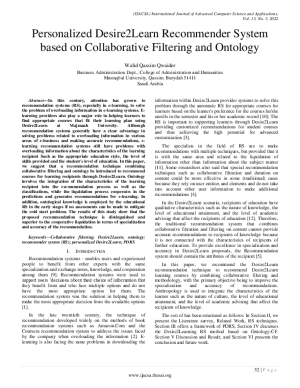 (PDF) Personalized Desire2Learn Recommender System based on ...