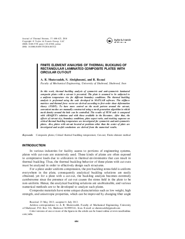 (PDF) Finite Element Analysis of Thermal Buckling of Rectangular ...
