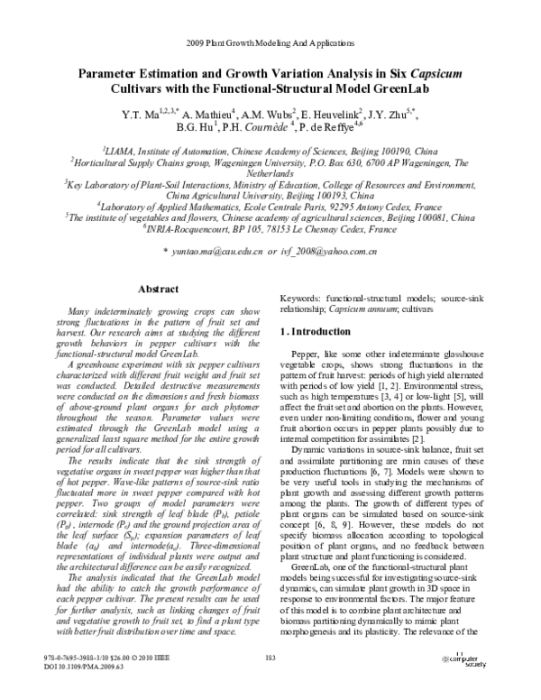 (PDF) Parameter estimation and growth variation analysis in six ...