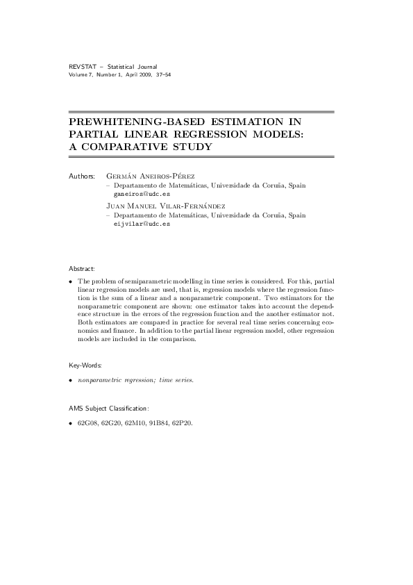 (PDF) Prewhitening-Based Estimation in Partial Linear Regression Models ...