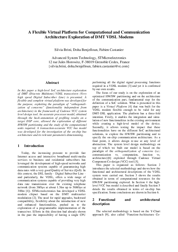 (PDF) A flexible virtual platform for computational and communication ...