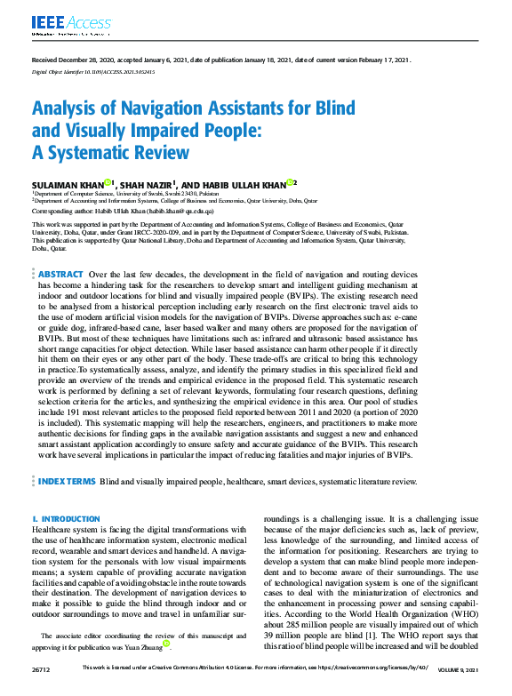 (PDF) Analysis of Navigation Assistants for Blind and Visually Impaired ...