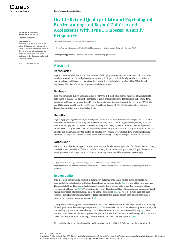 (PDF) Health-related quality of life and psychological burden among and ...
