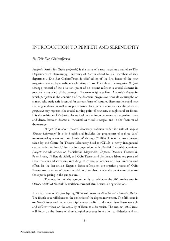 (PDF) Introduction to Peripeti and Serendipity