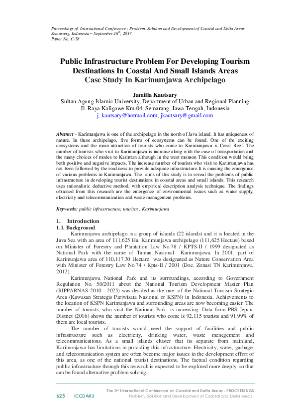(PDF) Public Infrastructure Problem For Developing Tourism Destinations ...