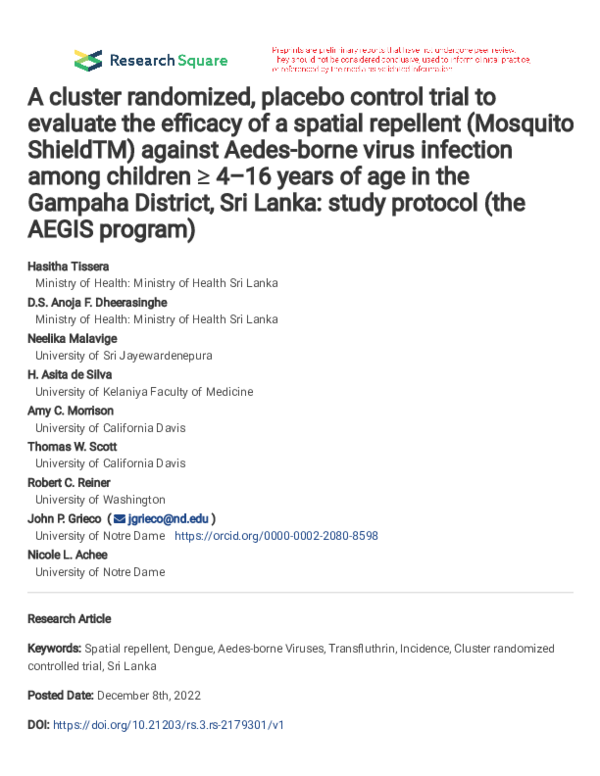 (PDF) A cluster randomized, placebo control trial to evaluate the ...