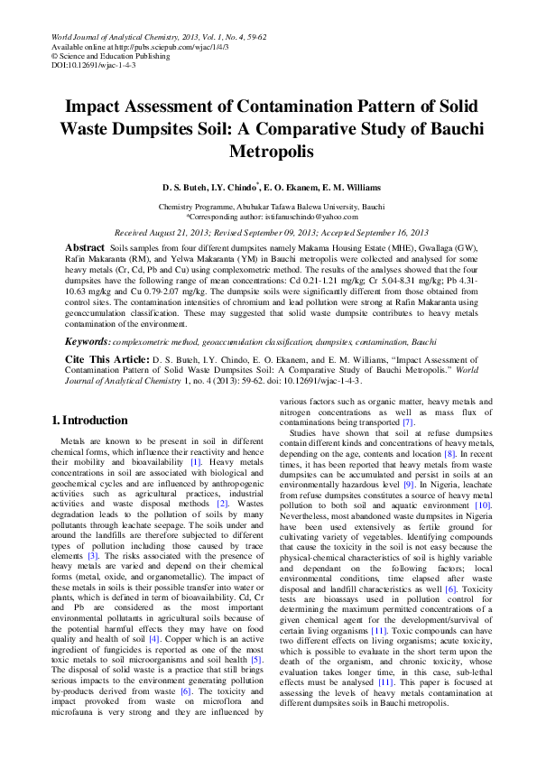 (PDF) Characterization of Household Solid Waste in Bauchi Metropolis