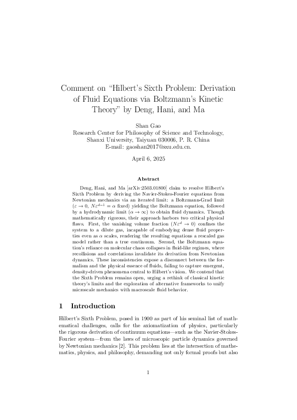 (PDF) Comment on 