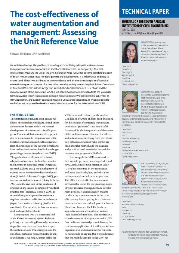 (PDF) The cost-effectiveness of water augmentation and management ...