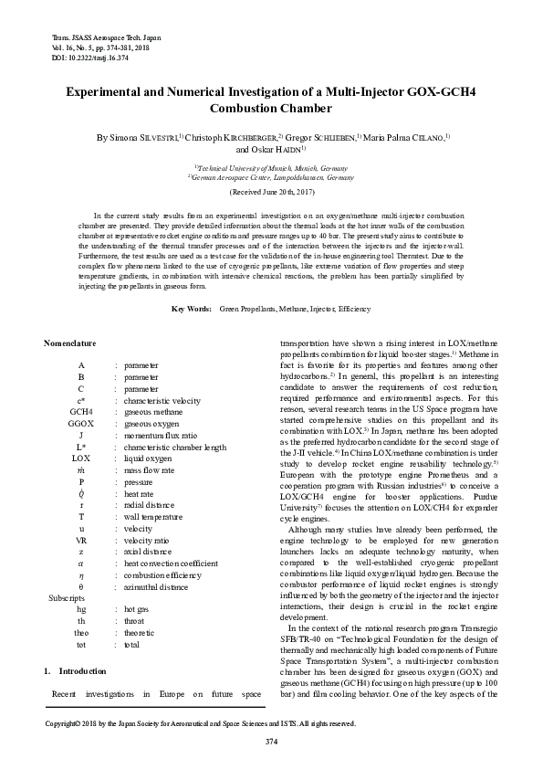 (PDF) Experimental and Numerical Investigation of a Multi-Injector GOX ...