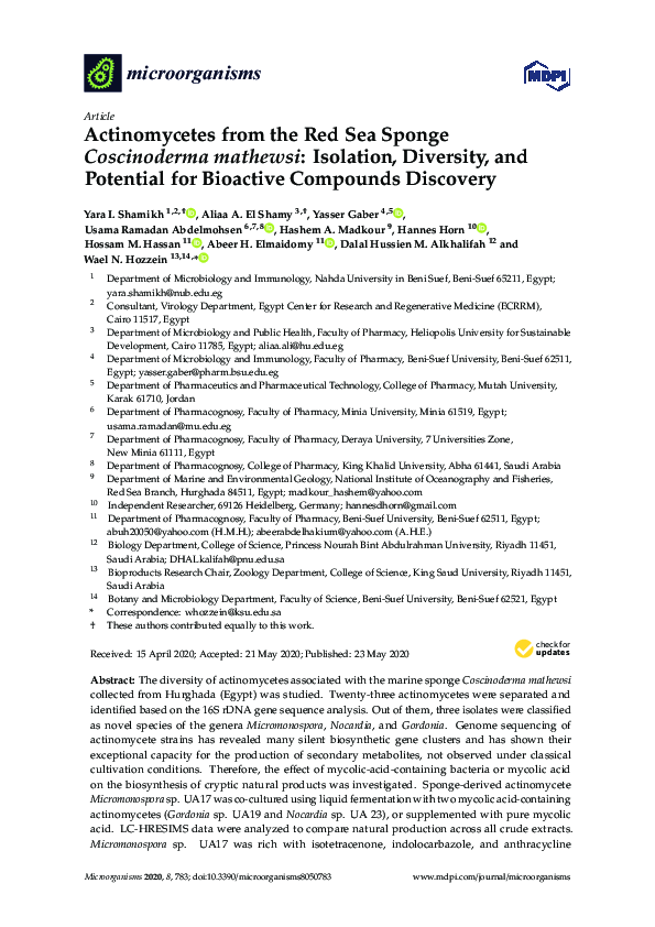 (PDF) Actinomycetes from the Red Sea Sponge Coscinoderma mathewsi ...