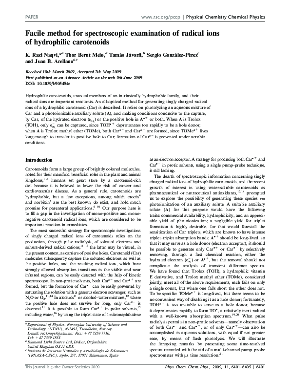(PDF) Facile method for spectroscopic examination of radical ions of ...