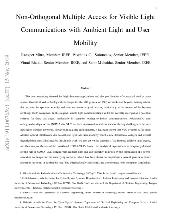 (PDF) Non-Orthogonal Multiple Access for Visible Light Communications ...