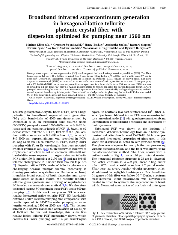 (PDF) Broadband infrared supercontinuum generation in hexagonal-lattice ...