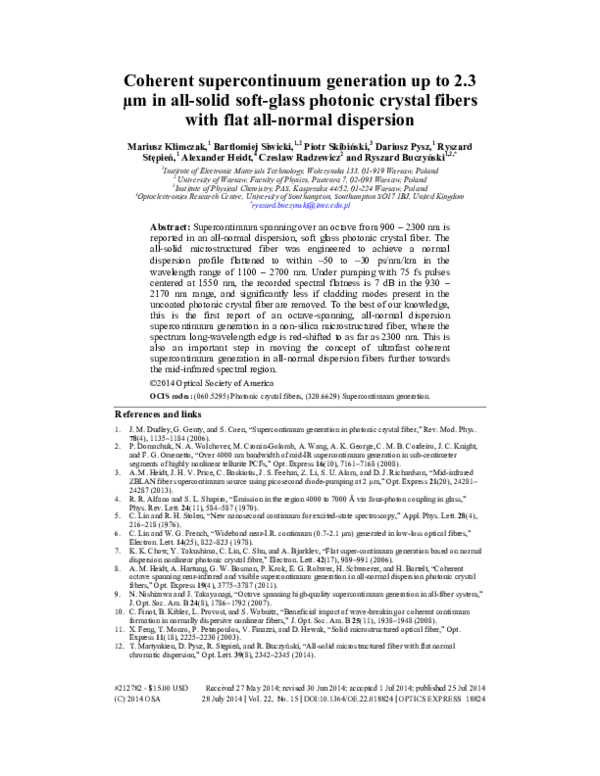 (PDF) Coherent supercontinuum generation up to 23 µm in all-solid soft ...