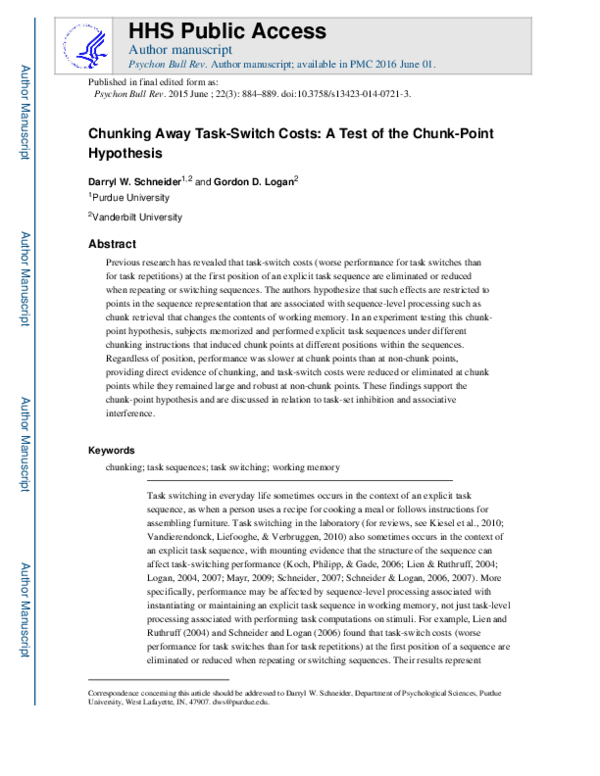 (PDF) Chunking away task-switch costs: a test of the chunk-point hypothesis