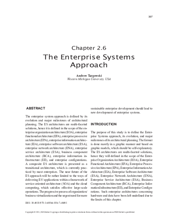 (PDF) The Enterprise Systems Approach