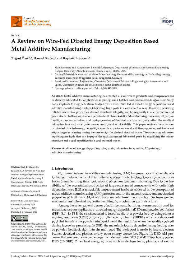 (PDF) A Review on Wire-Fed Directed Energy Deposition Based Metal ...