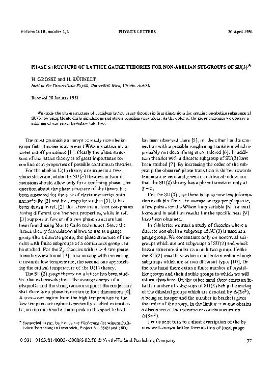 (PDF) Phase structure of lattice gauge theories for non-abelian ...