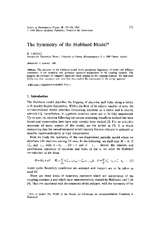 (PDF) The symmetry of the Hubbard model