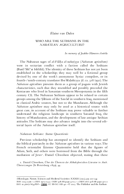 (PDF) Who are the Sethians in the «Nabatean Agriculture»?