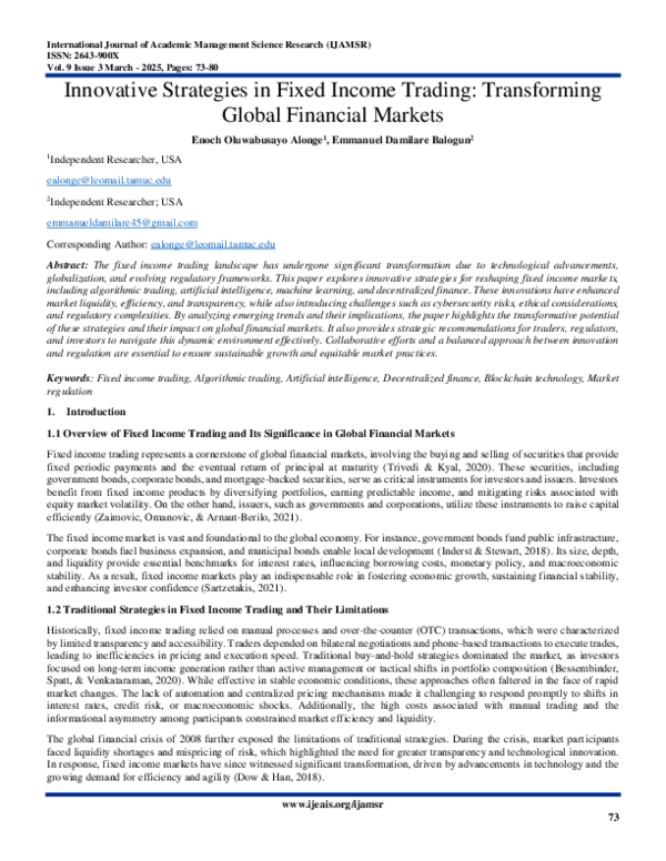 (PDF) Innovative Strategies in Fixed Income Trading: Transforming ...