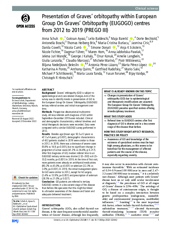 (PDF) Presentation of Graves’ orbitopathy within European Group On ...