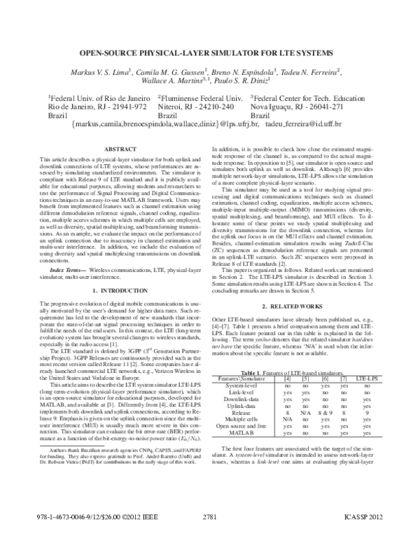 (PDF) Open-source physical-layer simulator for LTE systems